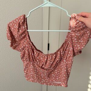 Pink Floral Crop Top
